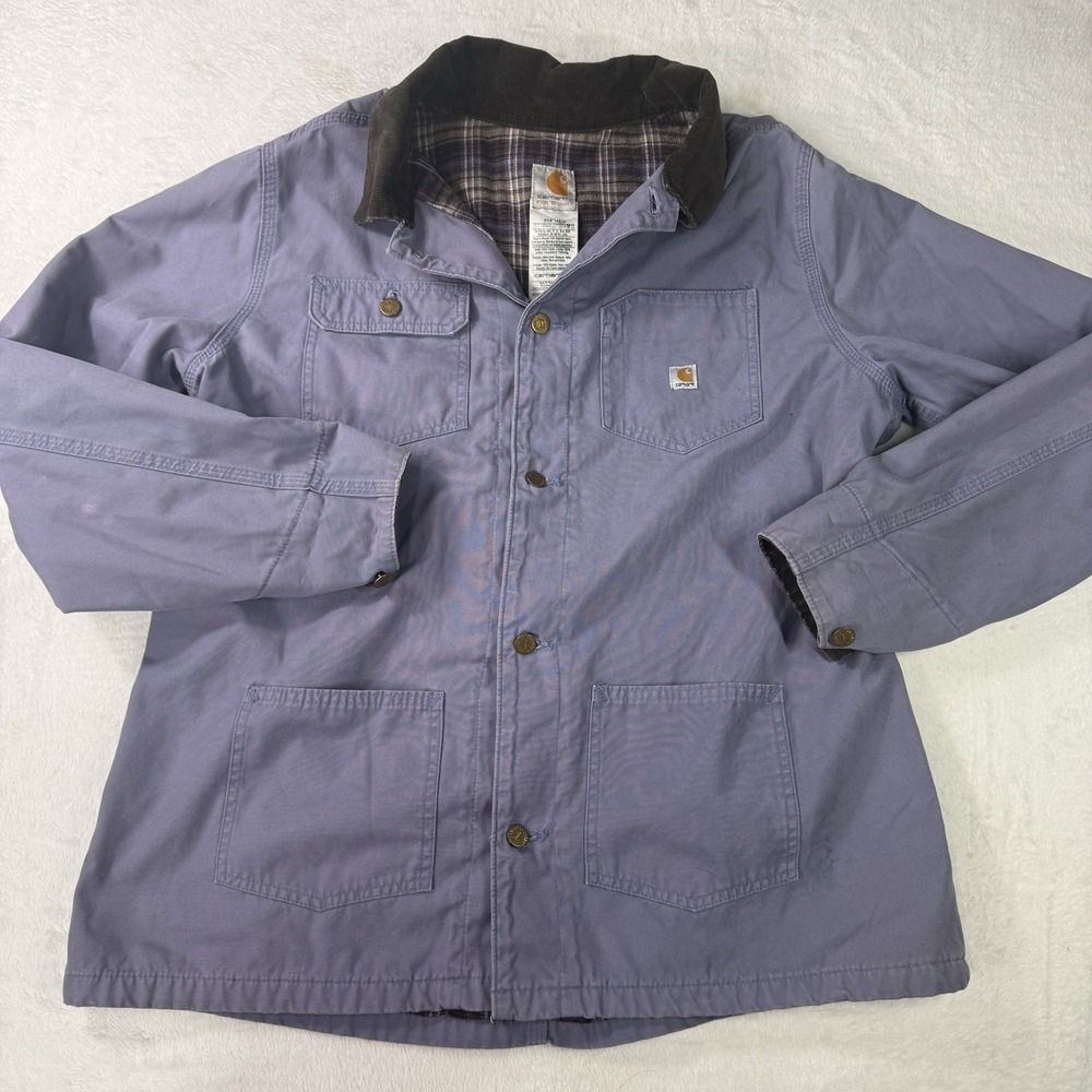 Vintage Carhartt Chore Barn Coat Women's XL Plaid Lined Lavendar Work Wear